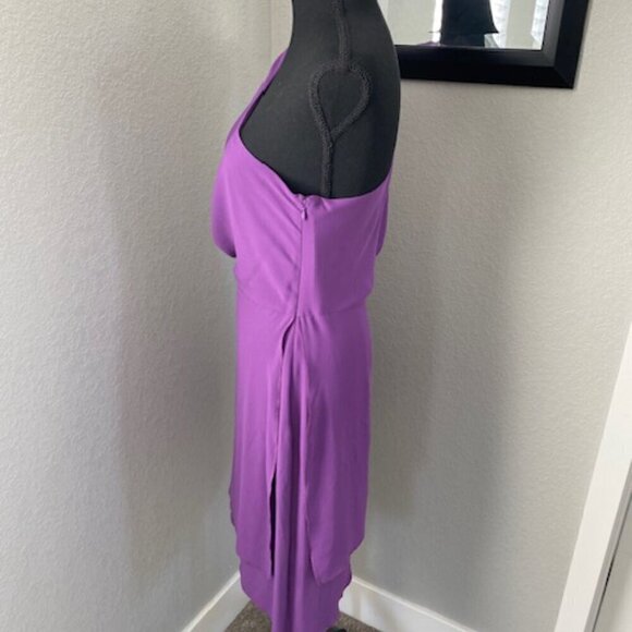 BCBG MAXAZRIA Somara One-Shouldered Asymmetrical Chiffon Purple Dress Sz 6 - Picture 9 of 14
